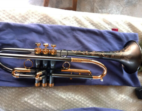 Customized Matt black nickel Trumpet Horn streamline W/Case