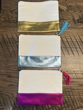 Cotton Canvas DIY Craft Zipper Bags Pouches Pencil Case Makeup Lot