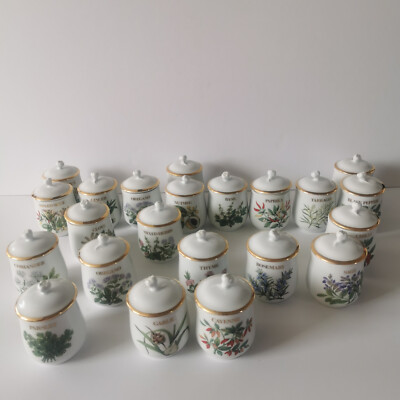 Royal Worcester Fine Porcelain Herbs & Spices Compton & Woodhouse Gläser RAR