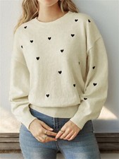 Women Fall Sweater Crew Neck Casual Long Sleeve Loose Fit Pullover Blouse Tops