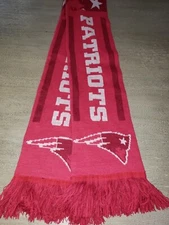 PATRIOTS WOMENS DARK PINK WHITE SCARF WINTER 60 X 7 IN fringe trim DOUBLE LAYER