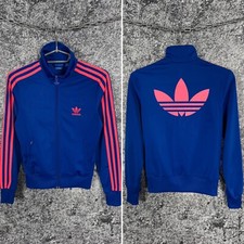 Women  s Adidas Original Firebird Track Jacket Big Trefoil Logo Size UK 8