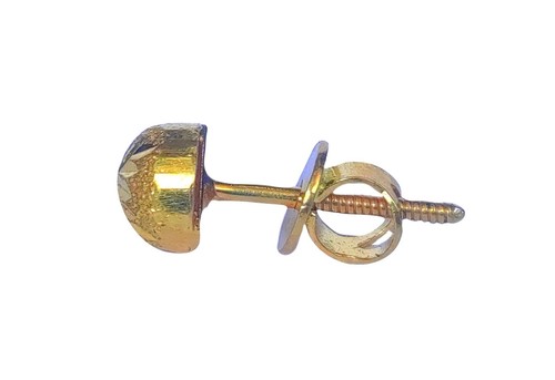 22K/18K Real Certified Yellow Gold Antique Carved Stud Earrings - Picture 3 of 3