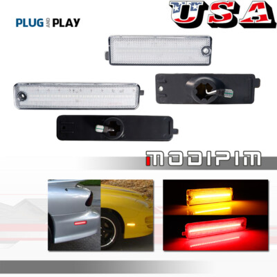 Front Rear Bumper Clear LED Side Marker Signal Lights For 98-02 Pontiac Firebird