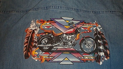 Pocono Mountain Leather company Denim Button Down Shirt Size XL cut off sleeves - Picture 7 of 7
