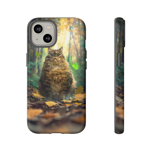 For iPhone / Galaxy / Pixel | Phone-Ink Case - Chonk Fat Gray Cat Forest Anime - Picture 50 of 173