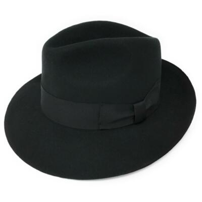Druckknopfkrempe Premium Wolle duschfest Fedora Mütze, hohe Krone, gefüttert