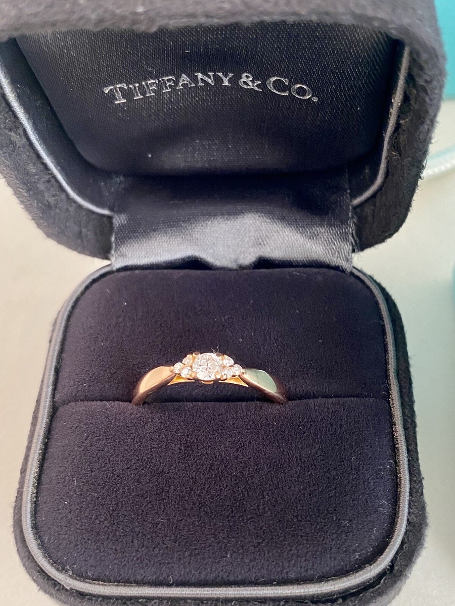 Tiffany & Co 18K Rose Gold Harmony Diamond Ring With Side