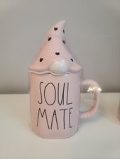 Rae Dunn Artisan Collection by Magenta Soul Mate Pink Black Hearts Lid Gnome Hat