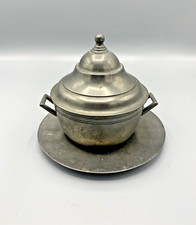 Sucrier en étain les étains de Rouergue 95% et sa soucoupe avec poinçons