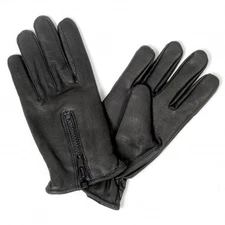 Black Thermal FLEECE Lined Leather Gloves Motorcycle Driving Biker Riding Zipper