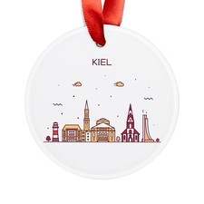 KIEL GERMANY Skyline, German Travel, Personalized Round Acrylic Ornament Gift