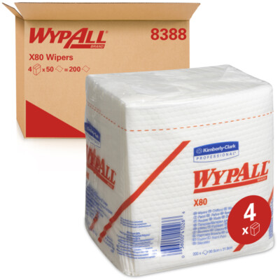Kimberly Clark Wypall  X80 Wischtücher Wischtuch Viertelgefaltet weiß 200 Tücher