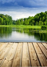 Studio Backdrop Photo Props Wood Floor Photography Backdrop Lake Polyester 5x7FT