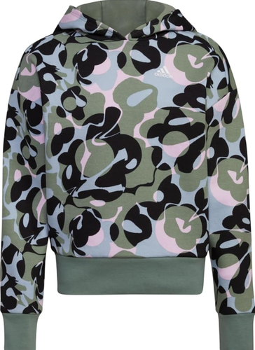 Adidas Girls Gradient Fleece Pullover Hoodie Silver Green Camo Size XL (16) NWT