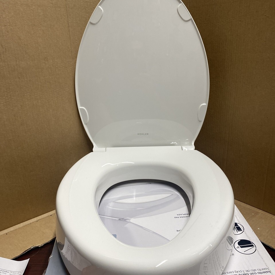 KOHLER Hyten Elevated QuietClose Elongated Toilet Seat White 258750