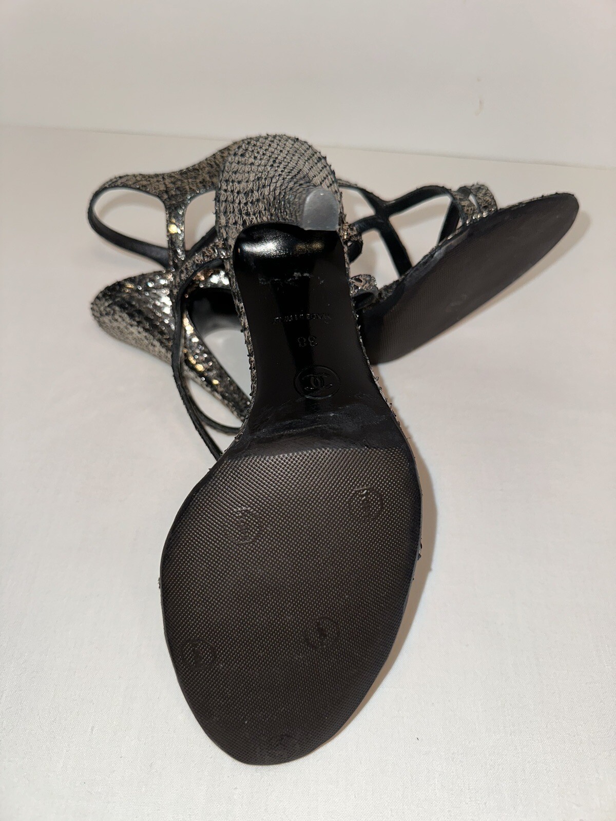 CHANEL - Gold/silver/black PYTHON SNAKE -  SANDAL… - image 5