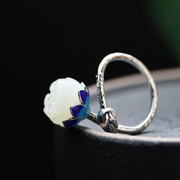 Milacolato Anello Antistress Regolabile Donna Ragazza Argento Loto
