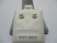Akoya Cultured Pearl 14K Gold Stud Earrings 6.5 MM