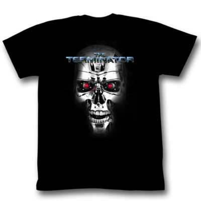 The Terminator 80's Movie Chrome T 800 Skull Red Eyes Men's T Shirt
