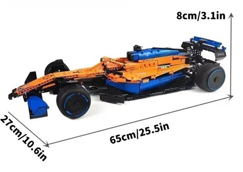 MOC 1:8 F1 Formula Car Orange Race Car 1422Pcs Brick Building NEW - Picture 2 of 3