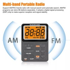 Portable Pocket Digital LCD AM FM Radio Stereo MP3 USB Rechargeable w/Earphones