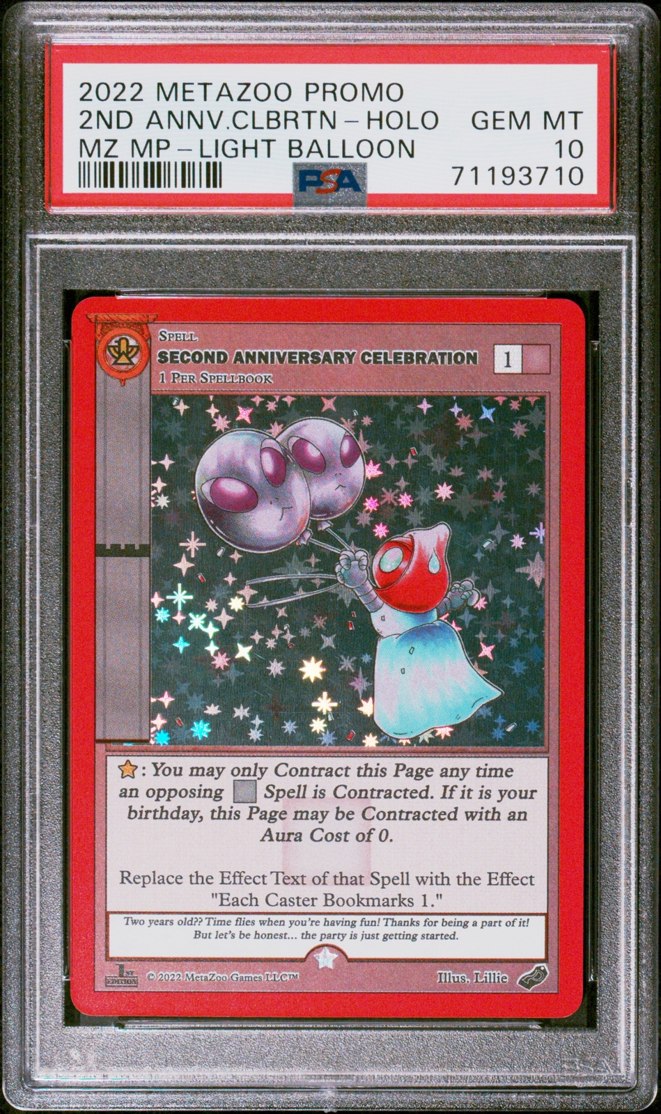 2022 METAZOO PROMO SECOND ANNIVERSARY CELEBRATION-HOLO PSA 10