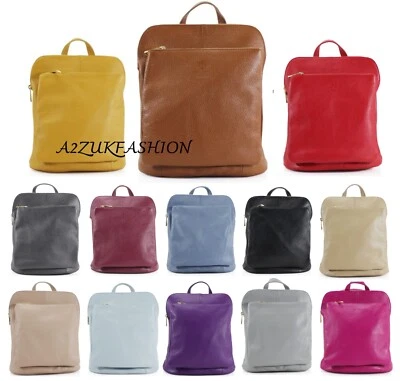 A2ZUKFASHION NEW Women Genuine Leather Italian Medium Backpack School Travel Shoulder Bag UK