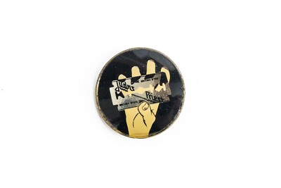 Vintage 80's Judas Priest British Steel reflective heavy metal pin badge