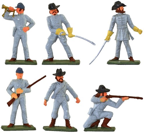Starlux American Civil War 6 C.S.A. Infantry - Painted 60mm