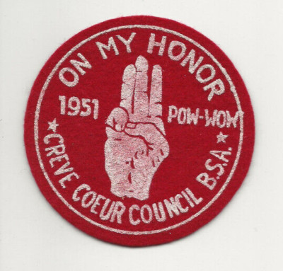 CREVE COEUR COUNCIL / 1951 POW WOW FELT PATCH - Boy Scout BSA /B-15
