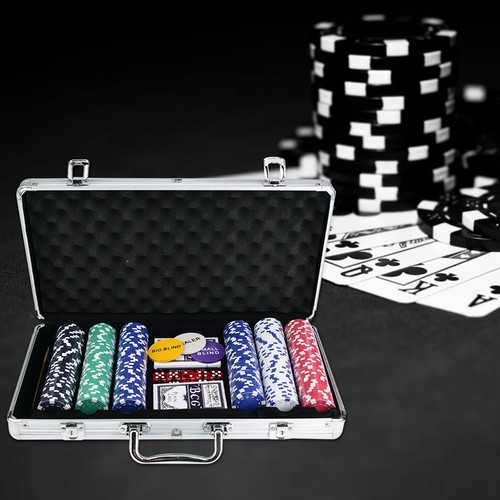 300pc Casino Poker Set: Chips Cards & Dice in Aluminum Case - Picture 11 of 14