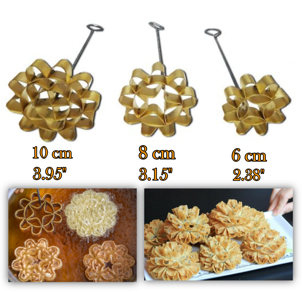 DOK JOK Cookie Boeket Zonnebloem 2.5 Inch Diameter Krokante Biscuit Mould Messing Blossom Lotus Bloemen Vormige Mold Maker Thailand Dessert Kom met Thaise Thailndsk Thaise Kanom Recept