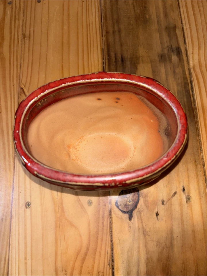 Jarrón/decoración vintage rojo, beige ovalado Foto 2 de 4