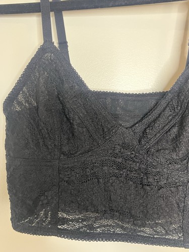 Intimately Free People Black Lace Bralette Sz S Unlined Stretch Soft Feminine - Picture 2 of 8