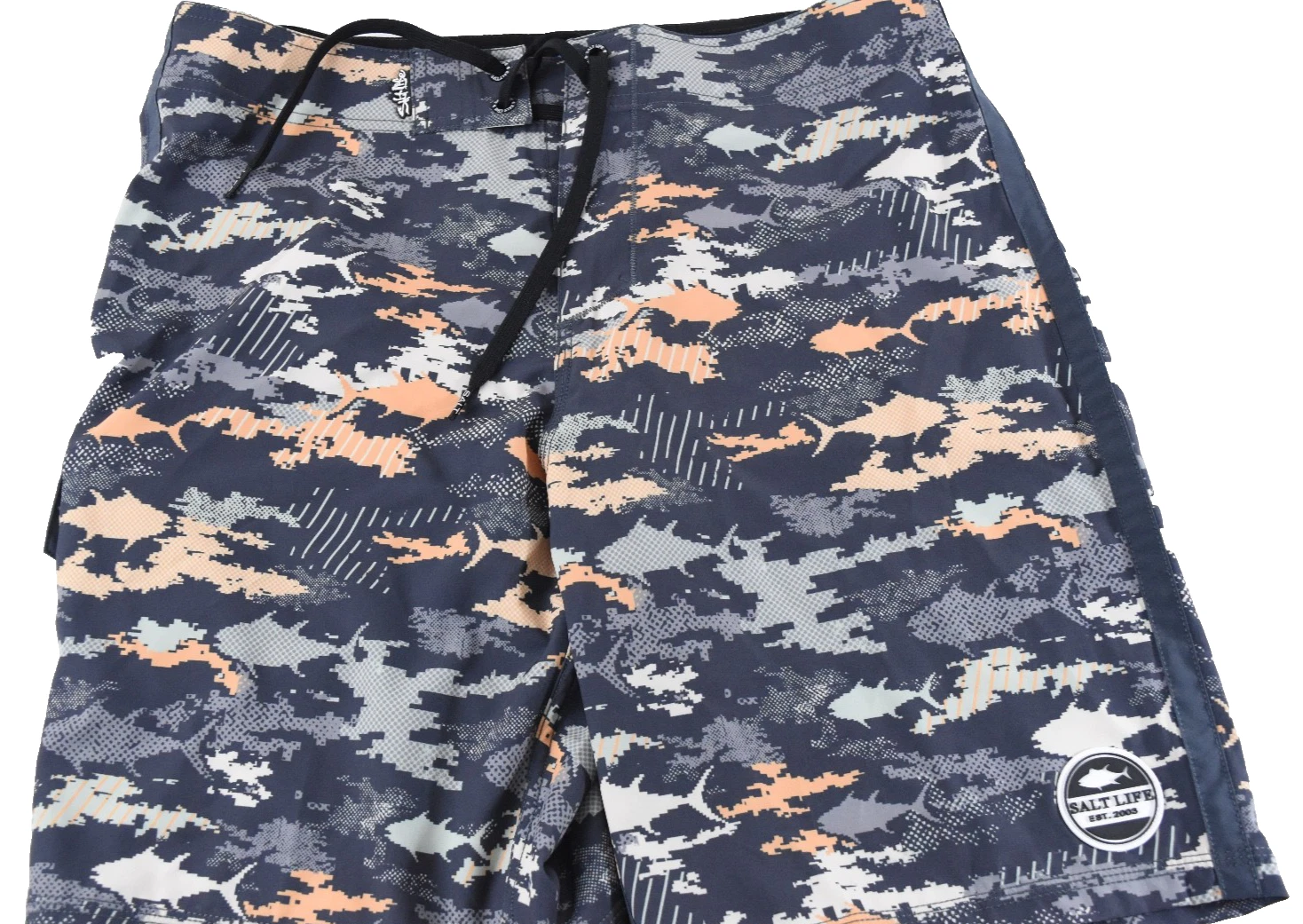 Salt Life Men's Board Shorts New 32 Gray Fishing Unlined Swim Camouflage Stretch