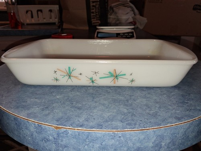 #ad Vintage Glassbake North Star Milk Glass Baking Dish 10quot;×6quot; In Mint Condition $35.00