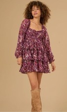 Altar'd State  Dress Ellabina Small Burgundy Mini A Line Bohemian Lace  NWT 088