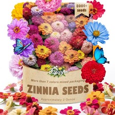 8000 Zinnia Flower Seeds 7 Color Mix Wildflower Large 2 Ounce Packet 2025 202.72 per gallon