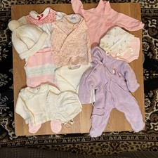 Lot Of Vintage 70s 80s Baby Girl Clothing Pieces Bonnets Etc