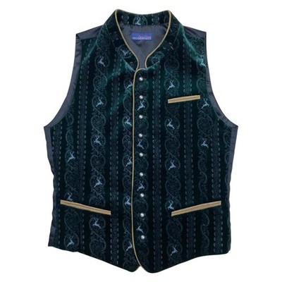 Stockerpoint Weste Grün Samt Hirsch Trachten Bayrisch Herren UK36 EU46
