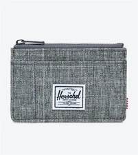 Herschel Oscar Wallet - Raven Crosshatch, Metal Zipper, Anti-RFID Card Holder