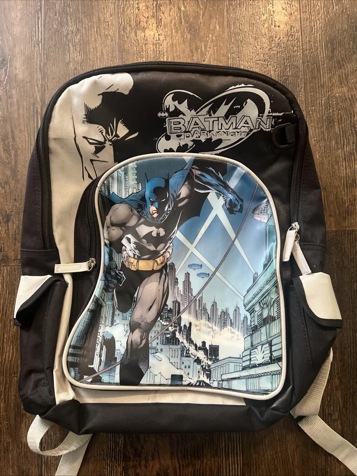 BATMAN Backpack Full Size Canvas Book Bag 15"x12" Batman Begins 2006 - Image 2 of 4