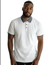 Michael Kors Men's Short Sleeve Polo Shirt Size Medium Black And White Collar