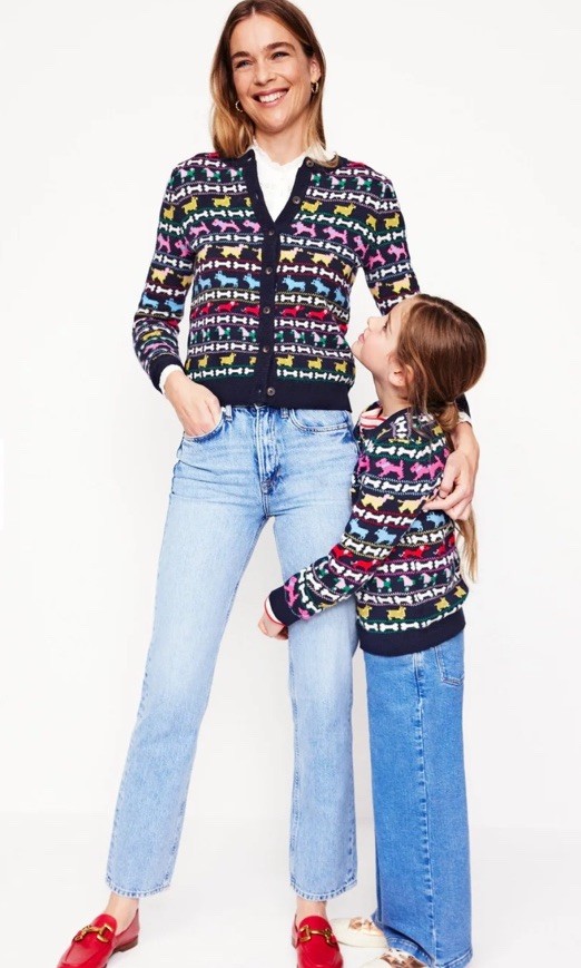 91 Boden Edie Fair Isle Dog Cardigan Sweater Navy Pups S NWT image 6