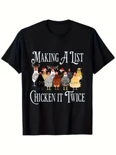Funny Chicken Christmas T-Shirt - Making a List Chicken It Twice Saying with San