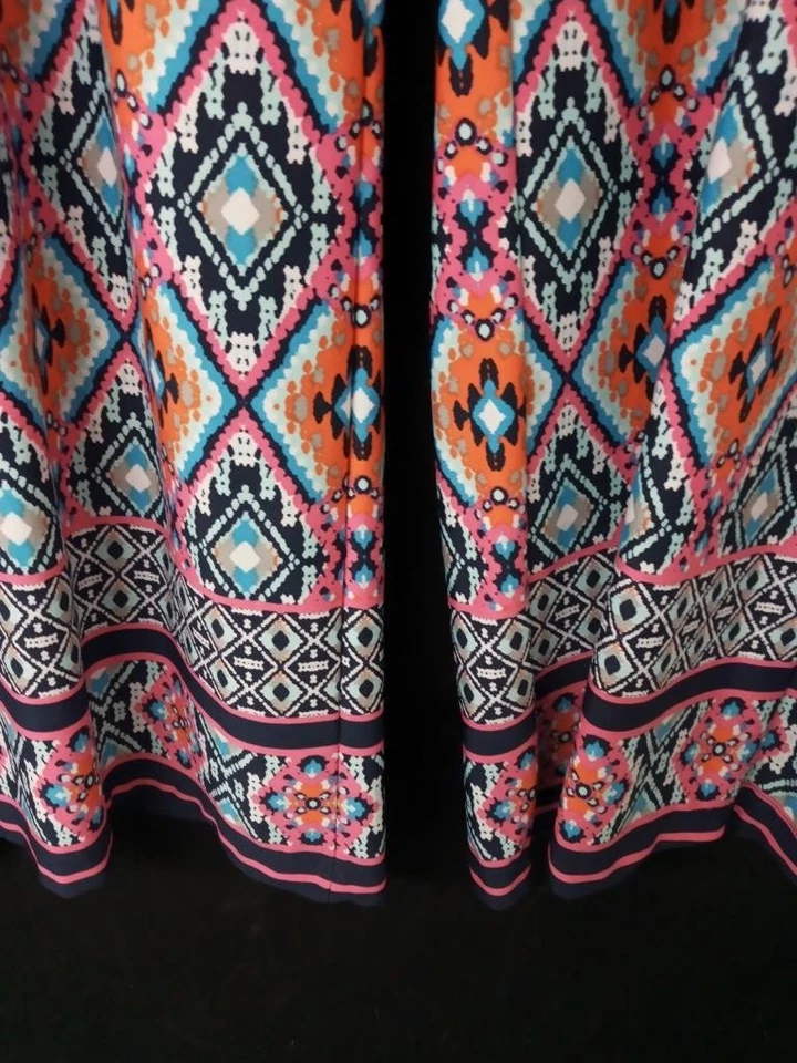 New directions PXL multicolor abstract print stretch pull on straight leg pants - Image 3 of 4