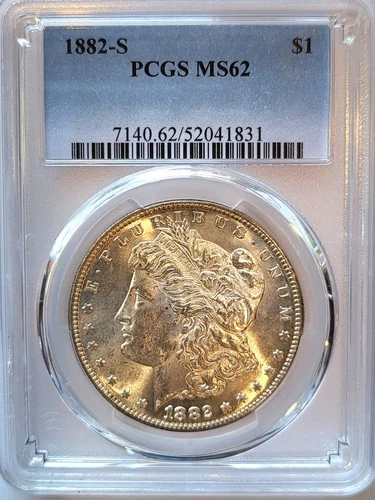 1882-S PCGS MS-62 brilliant with slight golden rim toning Morgan Dollar  #252