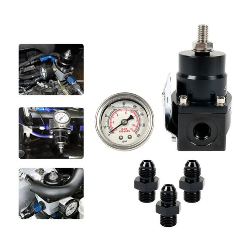 Universal Adjustable AN6 EFI Fuel Pressure Regulator Kit w/ Oil Gauge 0 ...