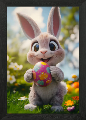 Niedlicher Osterhase gerahmtes Wandbild Poster Leinwanddruck Bild